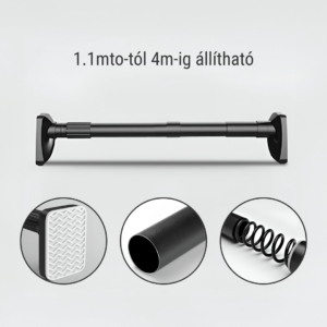 Alternative view of POWERPOLE – univerzális, fúrás nélküli teleszkópos rúd akasztáshoz és tároláshoz (110–400 cm)
