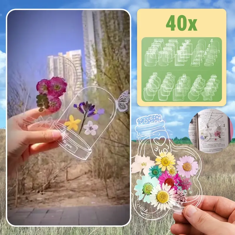 FLOWERMARKS™ ÁTLÁTSZÓ SZÁRÍTOTT VIRÁG KÖNYJELZŐK - 80 DB. 1+1 INGYEN!
