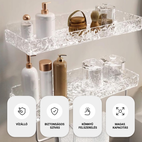 Lotion Rack™ egy fürdőszobai polc, amely fúrás nélkül rögzíthető ...