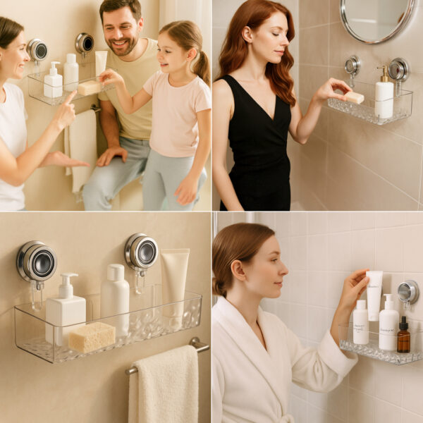 Lotion Rack™ egy fürdőszobai polc, amely fúrás nélkül rögzíthető ...