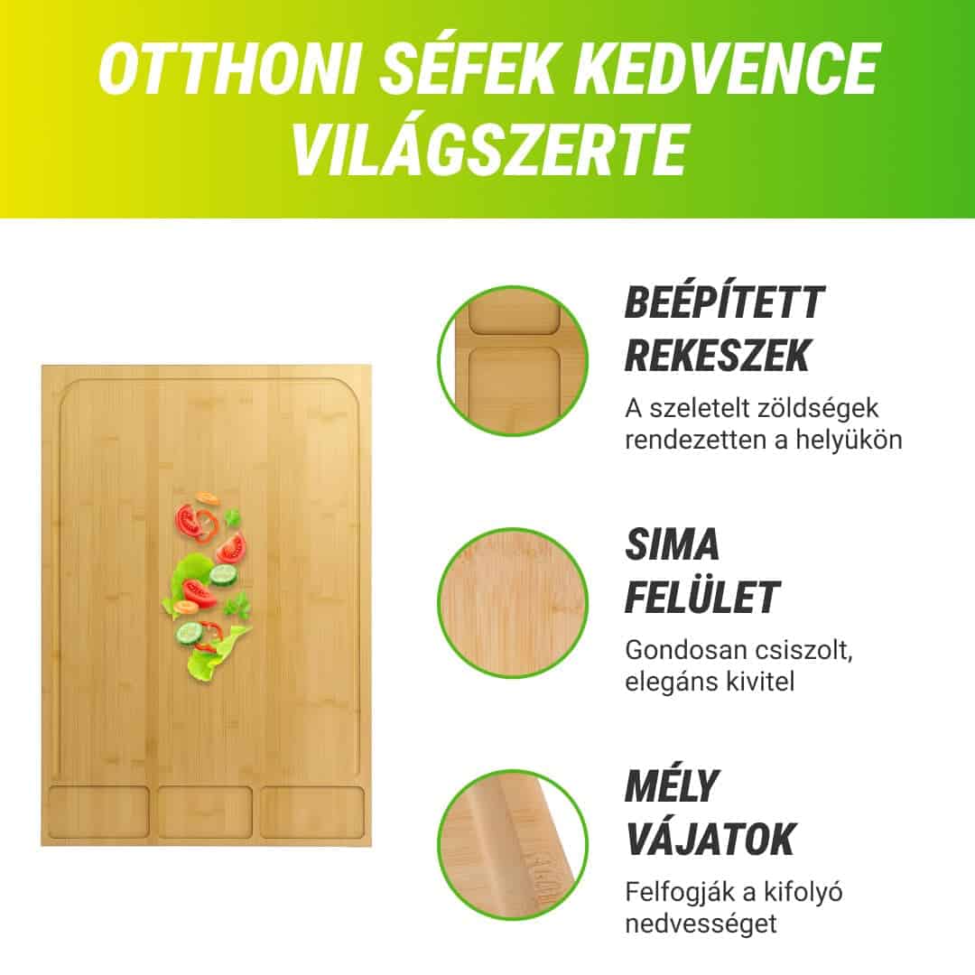 BambooCraft™ - Extra Nagy Bambusz Vágódeszka Levehető Lábakkal - Image 3
