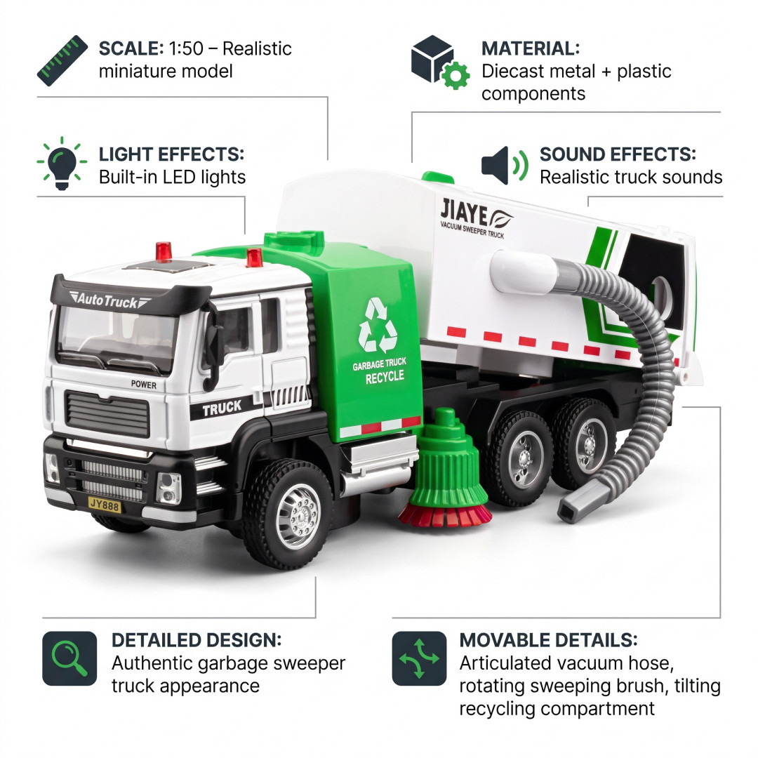 GarbageTruck™ – Tartálykocsi szívóberendezéssel, hangokkal és fényekkel - Image 6